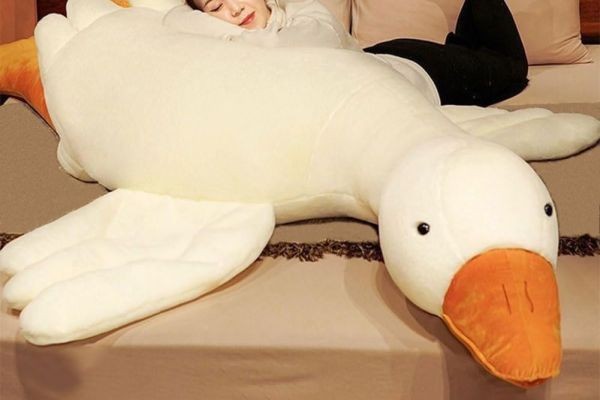 Giant White Goose Plush-75 in Soft Furry Swan Stuffed Animal Pillow