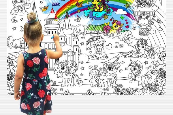 Unicorn Coloring Poster for Kids at Birthday Party - Giant Coloring Posters for Girls